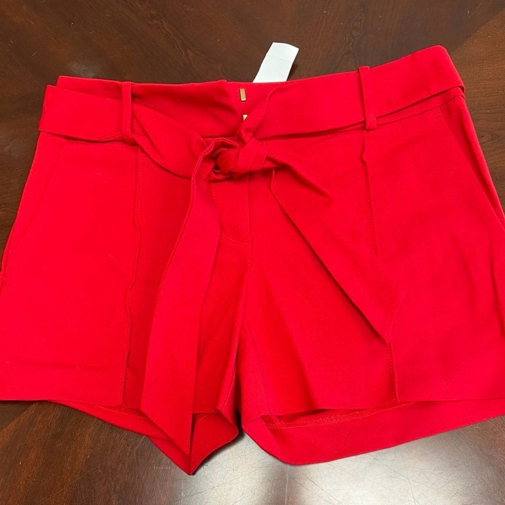 LOFT High Waist Red Tie-Front Shorts